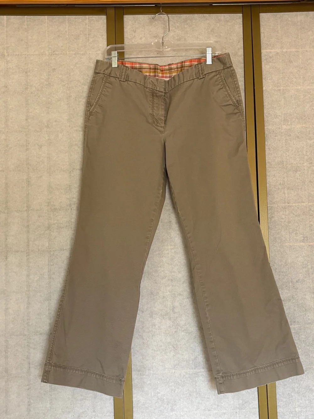 J. Crew City Fit Classic Khaki Wide-Leg Pants, Size 12S